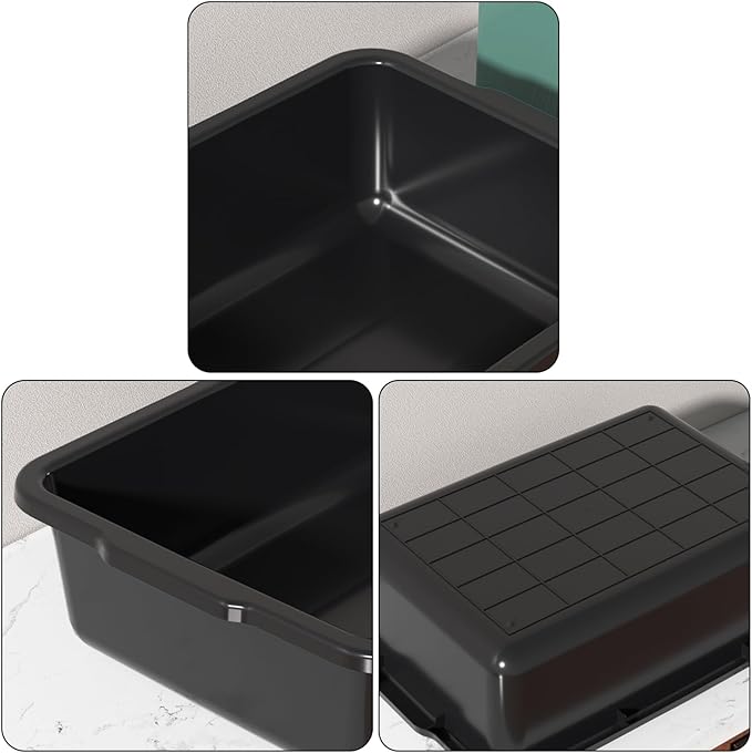 4-Pack 35 L Commercial Food Service Bus Tubs Large Plastic Commercial Bus Box Black