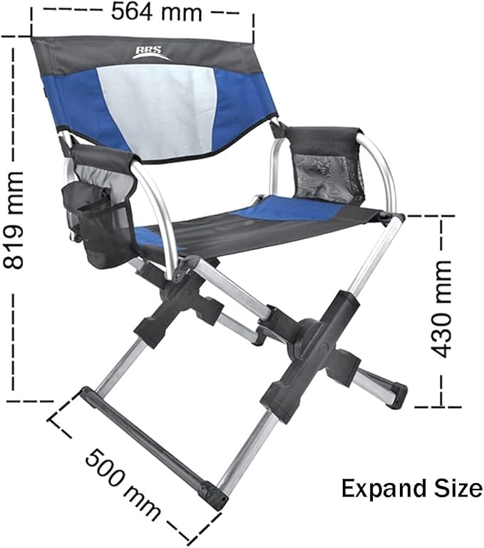 Oversized Heavy Duty Folding Camping Chair with Cup Holder Cooler Bag &amp Storage 450lbs Capacity 600D Oxford Fabric 6061 Aluminum Frame
