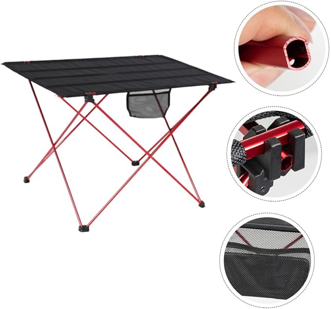 Portable Folding Camping Table and Compact Picnic Table Lightweight Aluminum Alloy Medium Red for Travel Beach Hiking and Car Camping