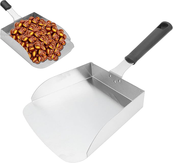 Large Griddle Scoop Stainless Steel Food Shovel Grill Food Mover with Wide Mouth Design Ergonomic Handle Burger Spatula for Stir Fry and Fried Foods