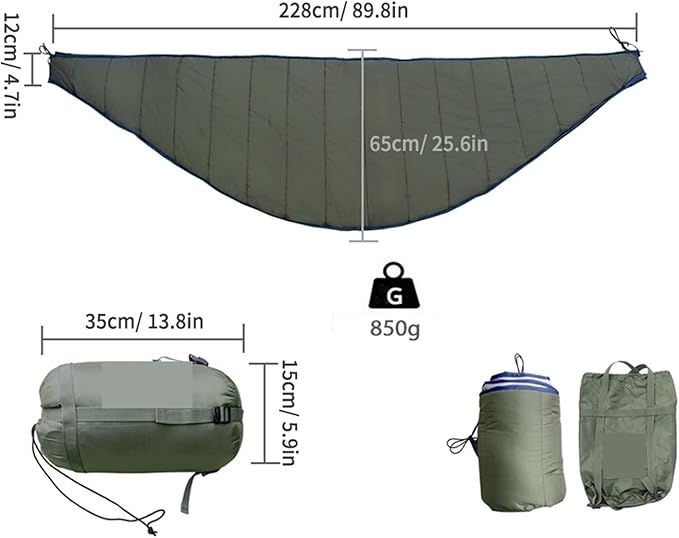 Portable Hammock Underquilt Winter Cold Weather Warm Under Quilt for Outdoor Camping Hiking Traveling Supplies(White)