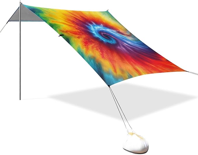 Tie Dye RainbowCamping Sun Shelters 9.2 x 10.5 FT Beach Canopy Tent Sun Shade with Carrying Bag for Camping Trips Fishing Backyard Fun or Picnics 21340877