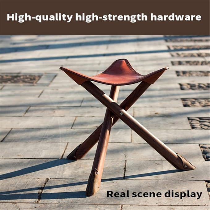Fishing Chair Portable Folding Fishing Chair Outdoor Leather Cowhide Camping Chair Retro Super