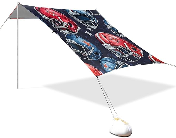 Pattern Football Helmet Pattern Camping Sun Shelter Beach Tent Portable Beach Sun Shade Outdoor Canopy for Camping Trips Fishing Picnic