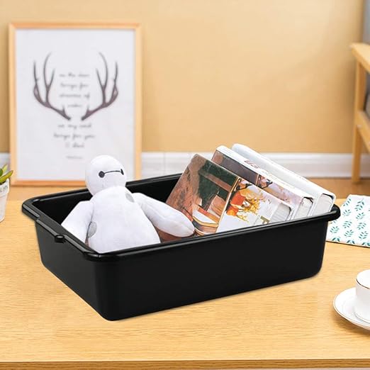 8 Liters Plastic Commercial Bus Tub Set of 4 Black Rectangle Plastic Dish Pans