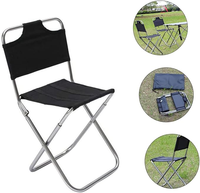 Fishing Camping Stool Lightweight Portable Folding Chair Outdoor Black