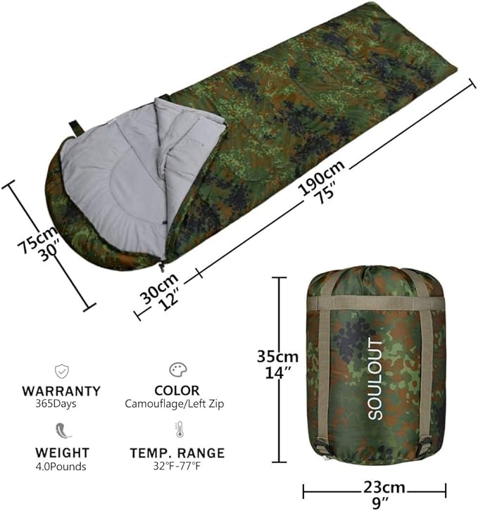 3-4 Season Sleeping Bag for Adults &amp Kids Lightweight Warm Cold Weather Camping Bag with Waterproof Compression Sack – Portable for Hiking Backpacking Traveling &amp Outdoor Adventures