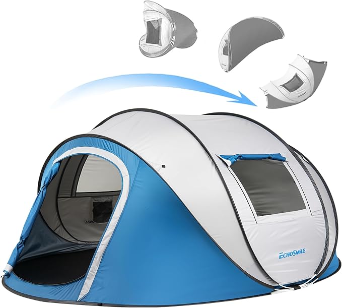 EchoSmile Instant Pop Up Camping Tent 2/4/6 Person Easy Setup Tent Water Resistant Dome Portable with Carry Bag