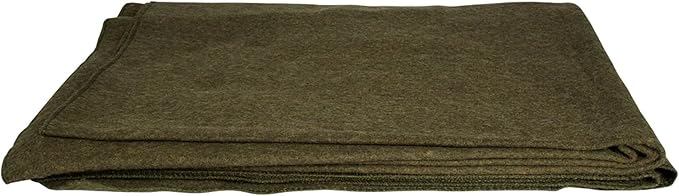 FOX OUTDOOR PRODUCTS Wool Blanket - Warm Lightweight Wool Blend Blanket with Whip-Stitched Edges for Outdoor &amp Home Use GI Style - Olive DRAB