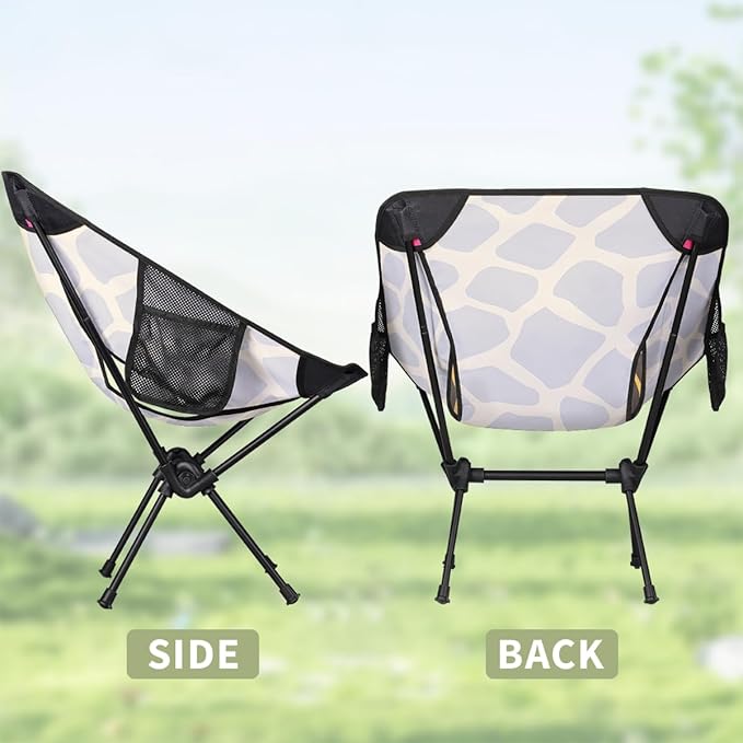 Animal Giraffe Print Pattern Camping Chair Lightweight Portable Chairs for Adults Easy Installation Outdoor Foldable Camping Chair for Camping Fishing Hiking Picnic Beach