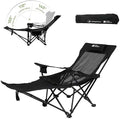 MOBI GARDEN Reclining Camping Chair with Foot Rest 4-Position Adjustable Folding Lounge Chair for Adults Portable &amp Detachable Footrest – Black - Mesh Back
