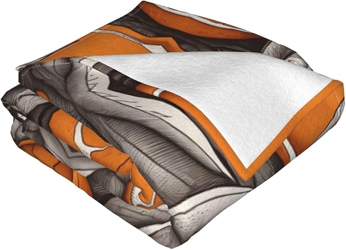 Cartoon Orange 80x60 Printed Soft Fleece Blanket for Sofa Bed and Camping - Cozy Blanket for Travel Picnics Nighttime Use