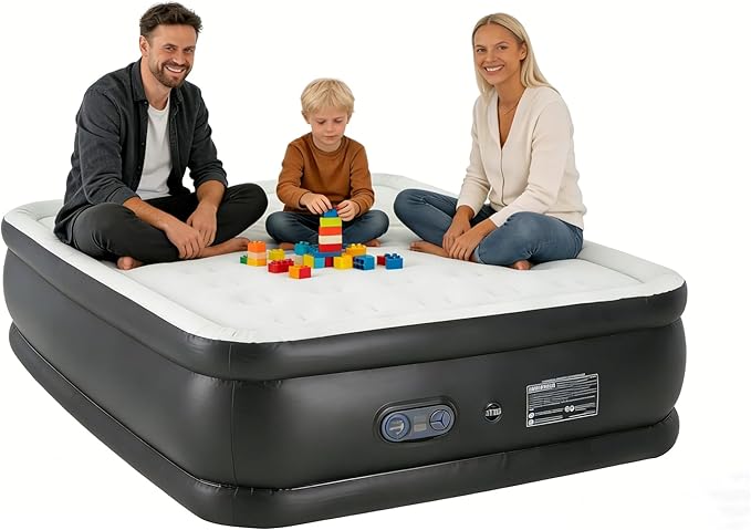 Simple Deluxe Camping Air Mattress with Built-in Electric High-Speed Pump Blow Up Inflatable Airbed with Carrying Bag for Home Guests &amp Travel Waterproof Foldable Portable
