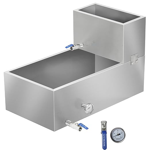 Maple Syrup Evaporator Pan 304 Stainless Steel Maple Syrup Evaporator with Valve and Thermometer 19.5 Gal Feed Pan for Boiling Maple Syrup for Home and Outdoor Use 30 x 16 x 18.7 Inch