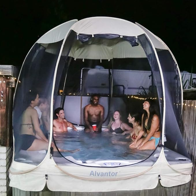Alvantor Screen House Room Camping Tent Outdoor Canopy Pop Up Sun Shade Shelter 10 Mesh Walls Not Waterproof Beige 15'x15' Patent Pending
