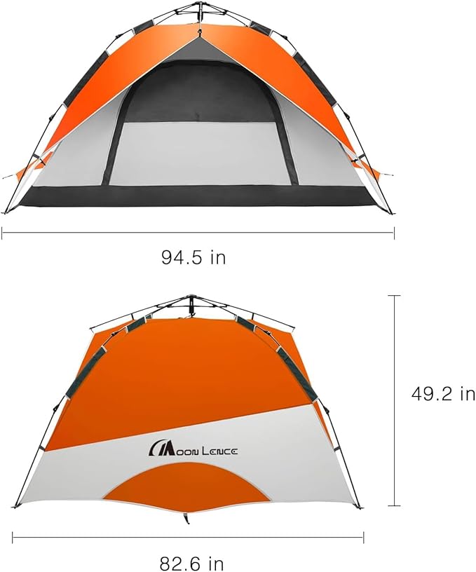 MOON LENCE Pop Up Tent 3-4 Person 60s Instant Setup Camping Tent with 2 Doors Water-Resistant &amp Windproof Dome Tent for Car Camping Backyard Traveling