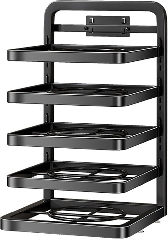 5 Tier Kitchen Counter Storage Shelf Detachable Height Adjustable Kitchen Organizer Space Saving Countertop Rack for Prepared Food Hotpot Dishes Sturdy Carbon Steel Shelf with E