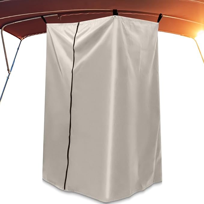 Woanger Boats Privacy Curtain Changing Room with Bag Portable Privacy Tent Easy Up Pontoon Enclosure Partition for Pontoons Boat Hanging Tent 27 W x 30 D x 72 H(Beige)