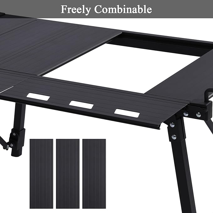 Aircity Folding Camping Table Portable Folding Aluminum Table with Adjustable Height for BBQ Camping Picnic Beach Travel and Outdoor Cooking