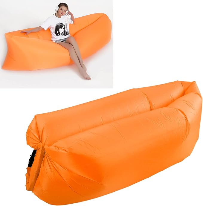 Haofy Inflatable Lounger Air Sofa Foldable Easy Inflation Abrasion Comfortable Inflatable Sofa Portable for Outdoor (Orange) Haofyk3aegwbd1f-13