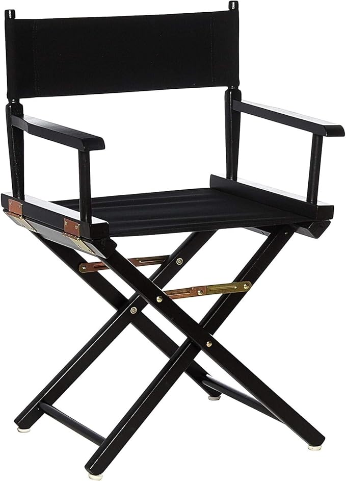 Director's Chair with Built-in Armrests and Foldable Design for Easy Storage Lightweight Durable Frame Perfect for Indoor or Outdoor Seating Black Canvas/18 in Black Frame