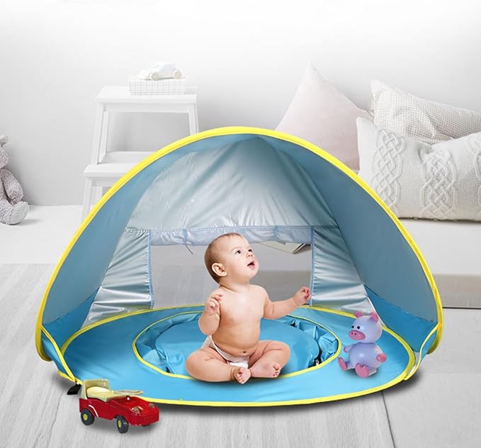 Tonlevo Pop-Up Baby Beach Tent with Pool UV Protection Sun Shelter 3-in-1 Canopy Design Portable with Carrying Bag