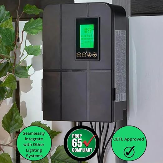 Moonrays 50W Low Voltage Landscape Transformer with Astronomical Timer Dusk/Dawn Weather Resistant Outdoor LED Power Lighting Transformers for Bright Pathway Garden Driveway Lights CETL Approved