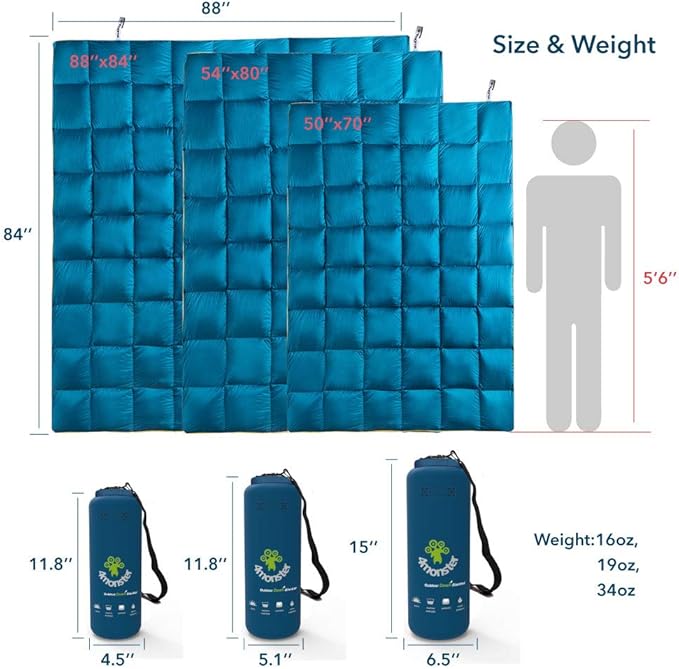 4Monster Down Camping Blanket - Outdoor Travel Quilt Puffy 650 Fill Packable LightweightWind &amp Waterproof | Ideal for Stadium BackpackingPicnics Beach and Hiking