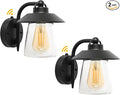 LUTEC 2 Pack Dusk to Dawn Outdoor Indoor Exterior Light Fixture Farmhouse Barn Wall Sconce Matte Black Finish Anti-Rust Wall Mount Light Waterproof Wall lamp with Clear Glass for Porch Patio
