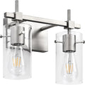 SOLFART 2 Light Wall Scone Vintage Vanity Light Fixtures Brushed Nickel Wall Light for Bathroom Lights Over Mirror with Glass Shade Light Fixtures (Exclude Bulb)