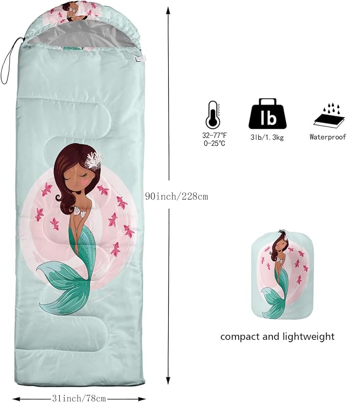 AILONEN Cartoon Camping Sleeping Bag for Boys Girls AdultsLightweight &amp Waterproof3 Season Warm &amp Cold WeatherPortablePrinted Sleeping BagTravelingCampingHiking