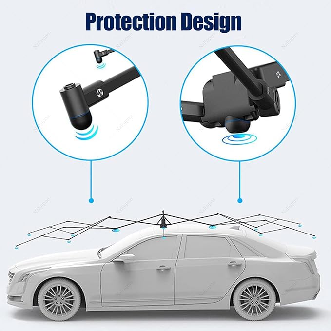 Portable Automatic Car Cover Umbrella Outdoor Car Tent Remote Control Car Roof Top Canopy Car Shelter Sunshade Universal Auto Protection Black-4.2m