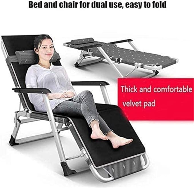 Sun Lounger Patio Folding Beach G Camping Fishing Recliner Chair Adjustable Detachable Headrest Pool/Outdoor Recliner Supporting 400 kgB