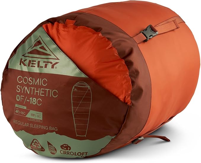Kelty Cosmic Synthetic Fill 0 Degree Backpacking Sleeping Bag Regular – Compression Straps Stuff Sack Included