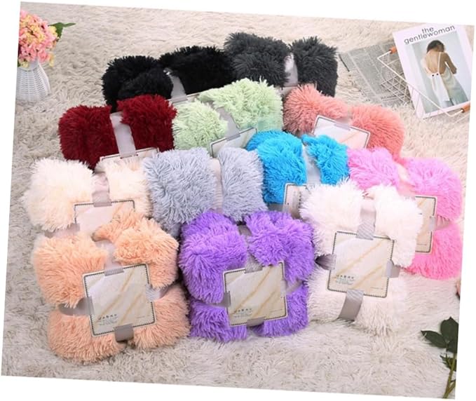STOBAZA Plush Fleece Throw Blanket Soft Warm Solid Color Blanket for Home Winter Camping Lightweight in Light Grey