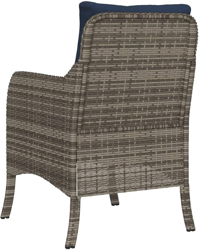 Patio Chairs with Cushions 2 pcs Gray Poly Rattan Outdoor Furniture Comfortable Lounge Chair with Removable Cushions Durable Powder-Coated Steel Frame for Patio Garden Balcony