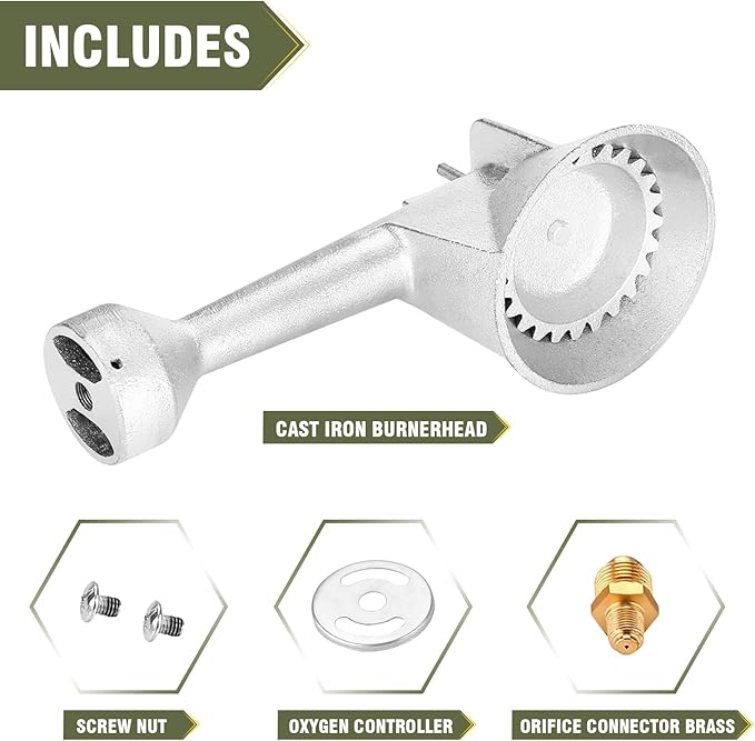 BESTFIRE High Pressure Cast-Iron Propane Burner HeadTaper Burner Head with 20 PSIG Adjustable High Pressure Propane Regulator with Hose and Brass Fitting for Propane Burner Head for Cooking Outdoor