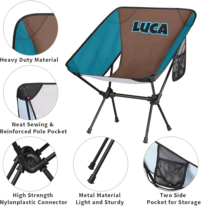 Custom Camping Chair with Name Personalized Backpacking Chair Lightweight Foldable Chairs for Outdoor Camp Hiking Sport Picnic Beach