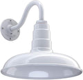 Steel Lighting Co. Topanga Barn Light | Outdoor Wall Mounted | Farmhouse Garage Light Made in America | 14 inch Dome | 11 inch Gooseneck | White Exterior/White Interior