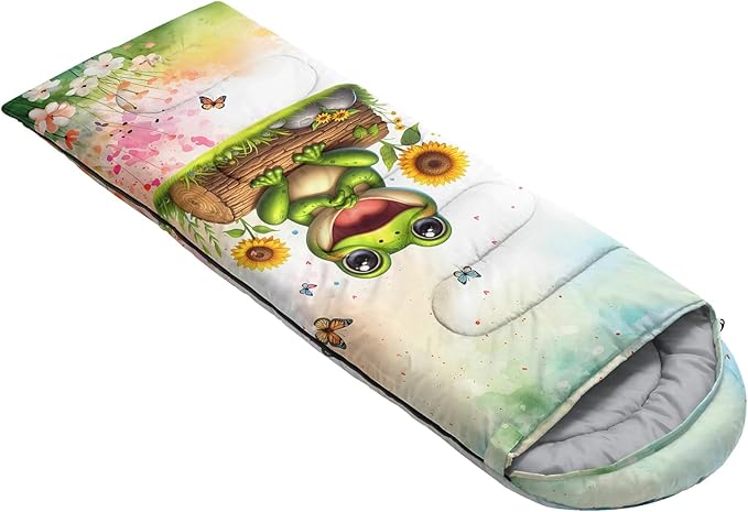 Ocean Themed Sea Turtle Sleeping Bag for Kids Boys GirlsLightweight Warm Cold Weather BackpackingWaterproof Compact Sleeping Bag with Compression Sack for Hiking Camping Outdoor.