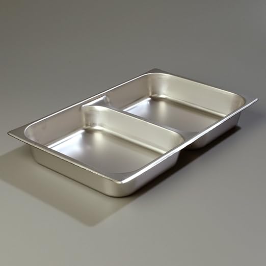 Carlisle FoodService Products Durapan Stainless Steel Divided Steam Table Pan for Catering Hotel and Restaurants Full-Size 2.5 Inches Deep Silver (Pack of 6)