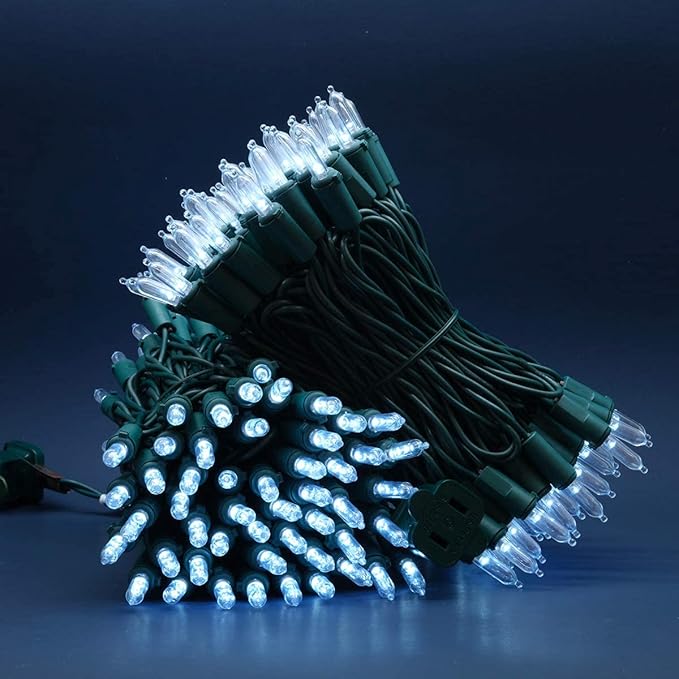 200 Count Cool White LED Christmas Lights 66 ft Green Wire UL Certified Commercial Grade LED Holiday String Light Set (Cool White)