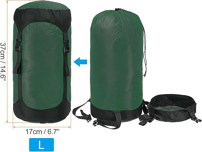 PATIKIL Compression Stuff Sack 8L Waterproof Sleeping Bag Lightweight Compression Storage Sack for Backpacking Camping Green