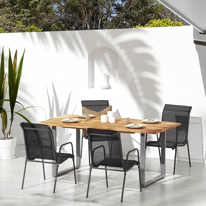 Patio Chairs Chairs for Dining Table Dining Chair Outdoor chairsPatio Chairs 4 pcs Steel and Textilene BlackSuitable for Gardens courtyards