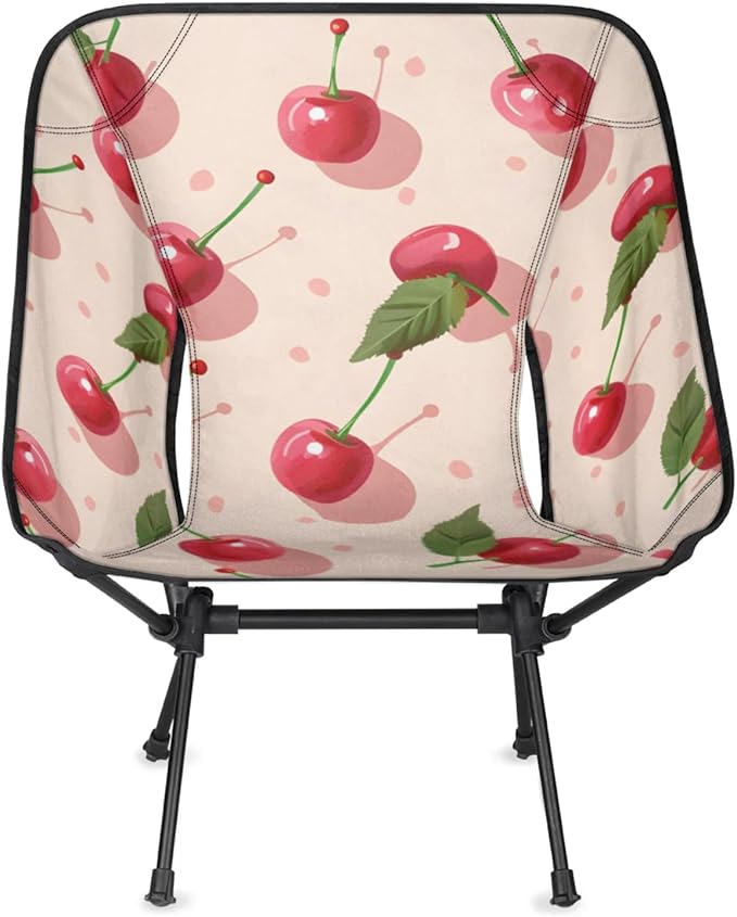 Honeybaby Folding Camping Chair Delicious Cherries Camping Chairs Lightweight Portable Chair Outdoor Foldable Chairs for Camping Travel Picnic Beach Hiking