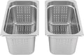 DYNAMI 2-Pack 1/3 Size 6 Deep Perforated Stainless Steel Steam Table Pan Commercial Catering Food Pan
