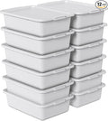 12 Pack 13 Liter Commercial Bus Tub with Lids Plastic Bus Box with Lid Gray