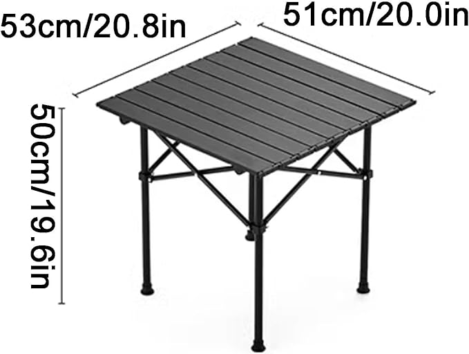 Carbon Steel Camping Table Portable Table Ultralight Multifunctional Picnic Table Folding Table(Small Black)