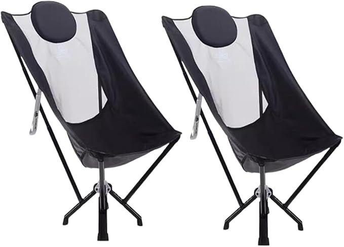 High-End Outdoor Folding Moon Chair with Headrest Aluminum Frame 500kg Capacity Nylon Seat Side Pockets Carry Bag for Camping Picnic Travel