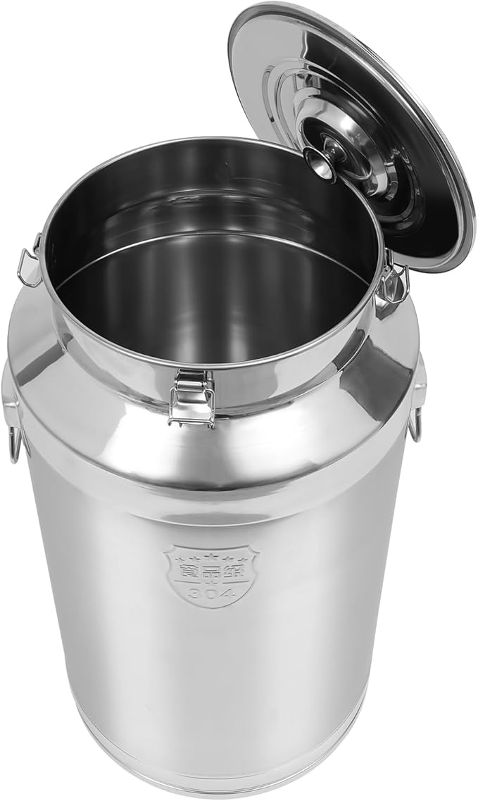 Stainless Steel Milk Can 88L/23.3Gal Storage Bucket Airtight Canister with Lid Wine Oil Beverage Storage Container for Kitchen Restaurant Party W15.8*H29.1in